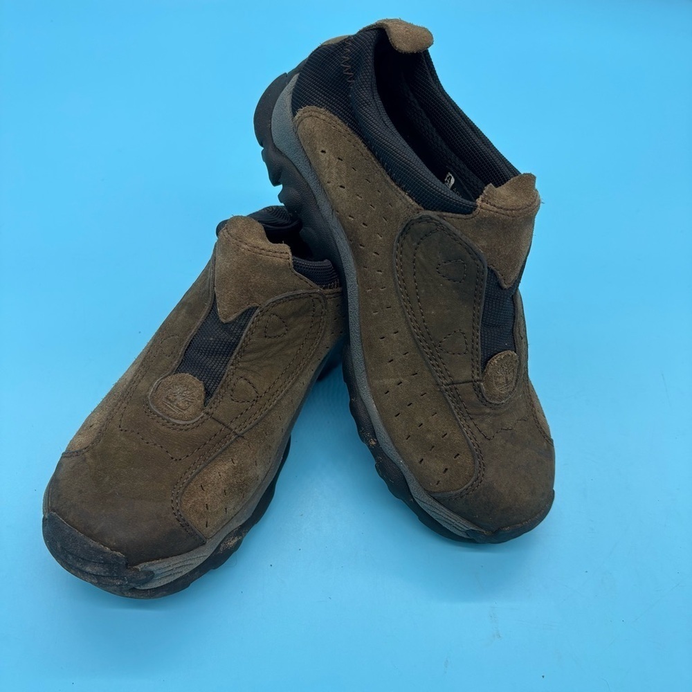 Timberland Women’s Suede Slip Ons Mules Brown Size 6.5 - Picture 2 of 5